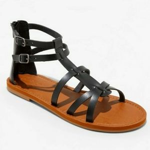 UNIVERSAL THREAD Alva Black Gladiator Zip Sandals